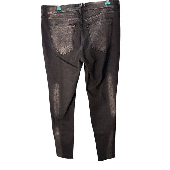 William Rast Black High Rise Metallic Perfect Skinny Jeans Size Juniors 32, EUC - Picture 6 of 9
